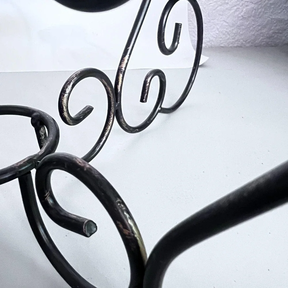 Wrought Iron Multi Tier 9 Pillar Candle‎ Holder Stand Gold Accents Rustic Decor